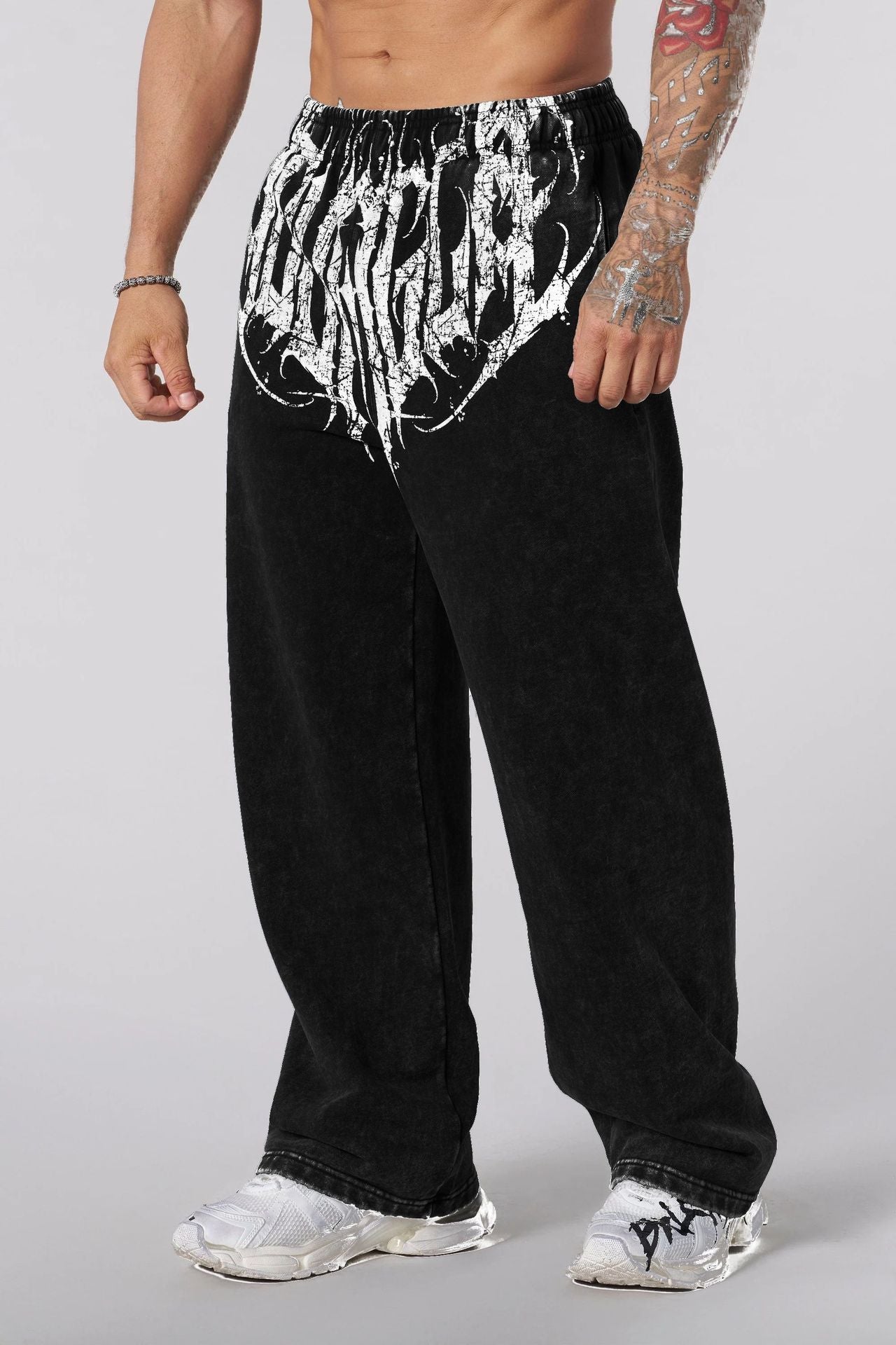 2025 YOUNGLA New American-style men's sports pants jogging muscle fitness casual pants loose straight-leg pants