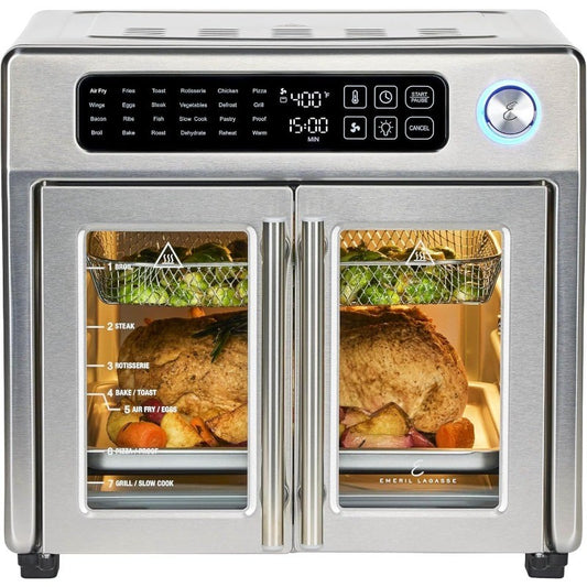 Emeril Lagasse Extra Large French Door Air Fryer Toaster Oven Combo, 24 Cooking Functions and Digital Controls