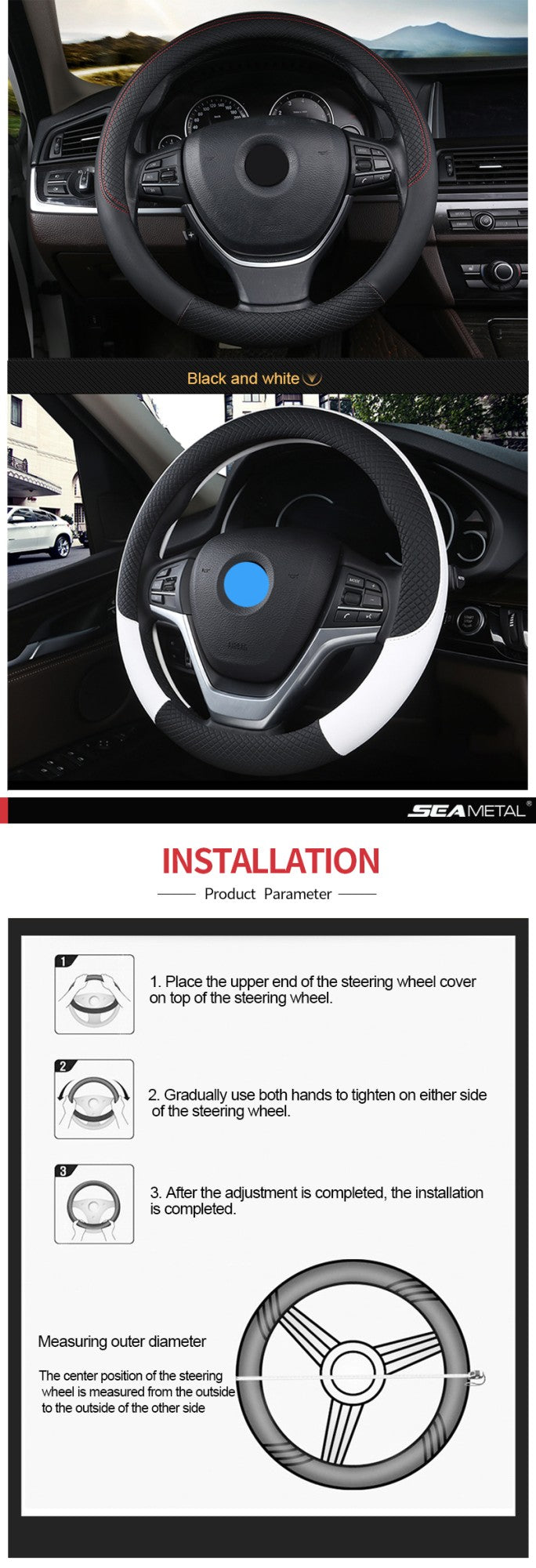 Universal Car Steering Wheel Cover For 37-38cm Steer Wheel Faux Leather Breathable Car Wheel Cover Interior Auto Accessories