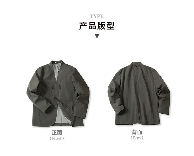 Maden Workwear American Casual Collarless Suit Jacket Men's Versatile Jacket Commuter Suit Top