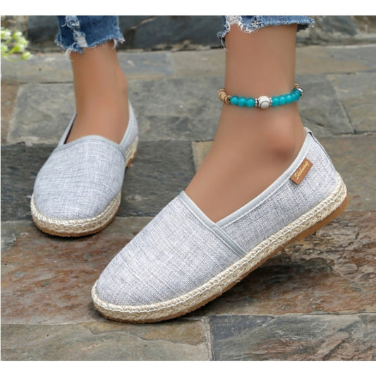 Comfortable Canvas Flat Shoes Women Breathable Non-Slip Espadrille Shoes Woman 2024 Summer Solid Color Shallow Casual Flats