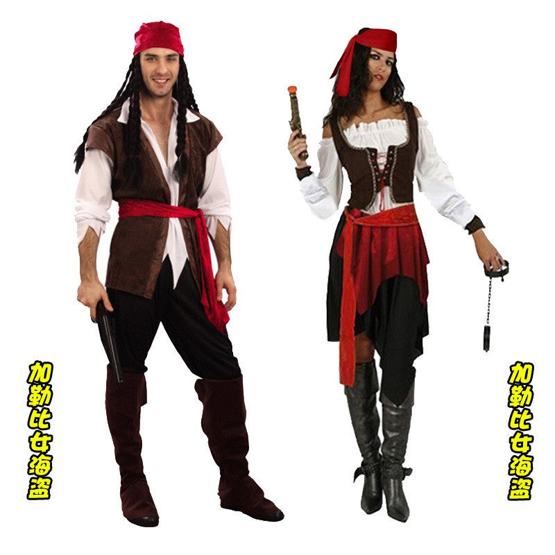 Pirate Costumes for Women Men Adult Halloween Male Captain Jack Sparrow Costume Pirates of the Caribbean Cosplay Clothes Set