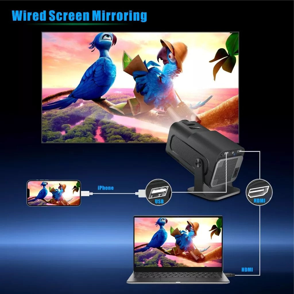 Projetor KaiAqua 4K Android 11 Nativo 1080P 390ANSI HY320 Dual Wifi6 BT5.0 1920*1080P Cinema portátil Projetor HY300 atualizado