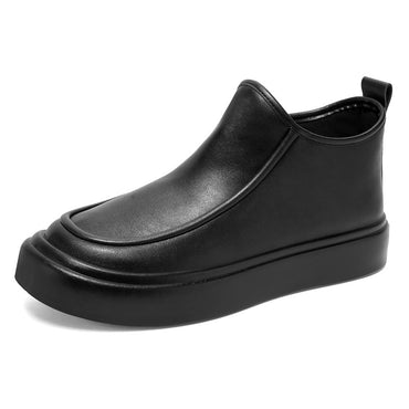 2025 Autumn New Leather Short Boots, Mid-calf Zipper Casual Outdoor Shoes, Anti-slip and Wear-resistant Men's Work Boots