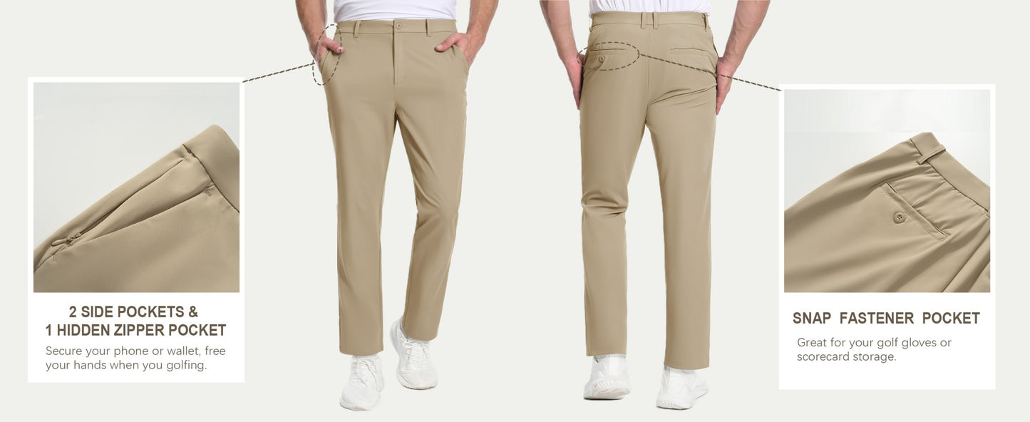 TACVASEN Golf Pants Men Stretch Lightweight Quick Dry Work Pants Waterproof Flat Front Dress Pants with 5 Pockets 30"/32"/34";;VERDADEIRO;;"Dark Grey,40W-32L