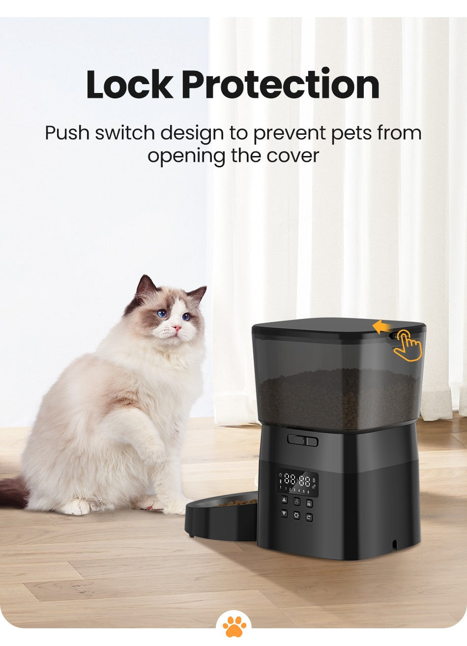 ROJECO Alimentador Automático de Animais de Estimação Versão com Botão Acessórios para Dispenser Automático de Comida para Gatos Alimentador Inteligente para Gatos e Cães Comida Seca