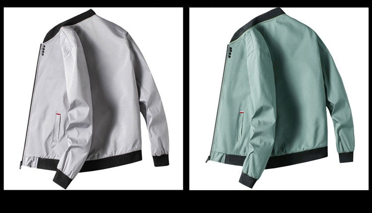 M-4XL Men's Jacket Autumn Thin Long Sleeve Baseball Uniform Windproof Cycling Jacket Solid Zipper Casual Jacket