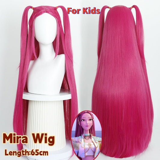 Rumi Mira Zoey Wig For Kids Kpop Demon Hunters Wig Synthetic Hair Cosplay Halloween Party Chindren Use