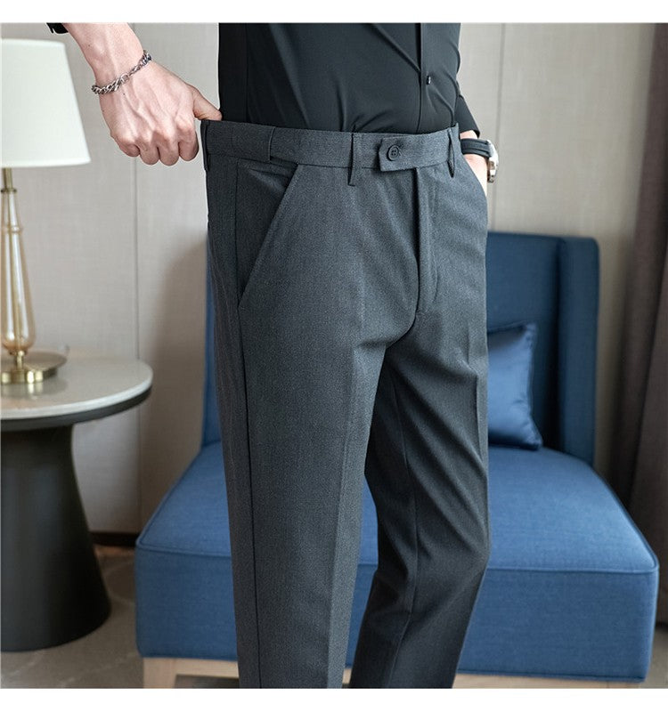 Men Suit Pant Autumn Elastic Waist Solid Slim Fit Dress Pants Business Casual Office Social Trouser Plus Size 40 38 Men Clothing