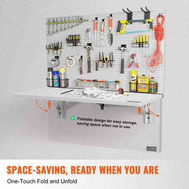 SucceBuy Wall Mounted Folding Table Drop Leaf Floating Desk with Bracket Fold Down for Home Office Room Kitchen Space-Saving