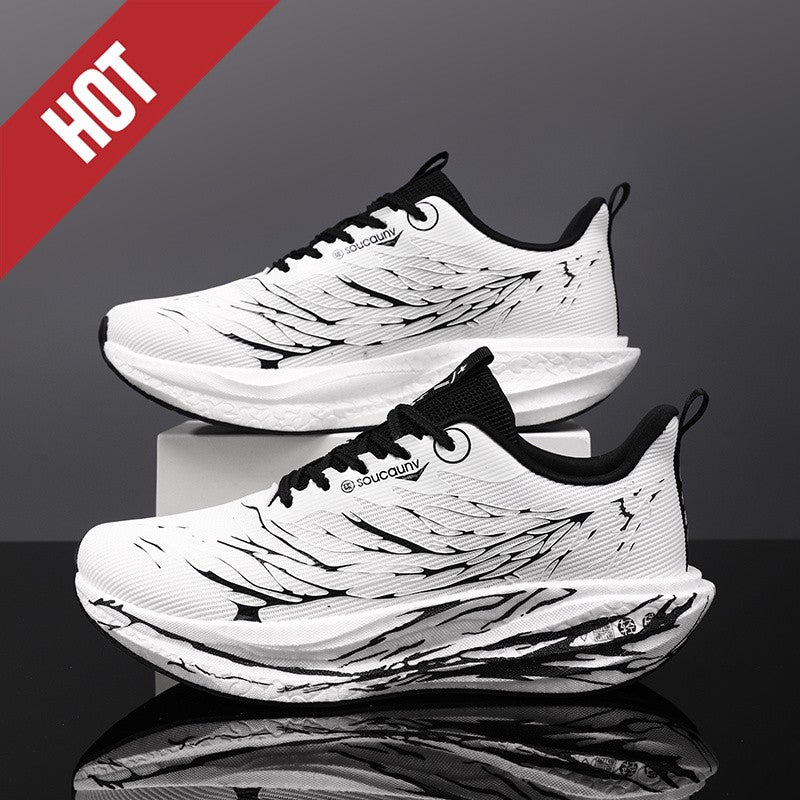 Fluorescence Running Shoes Carbon Board Marathon Men Sports Lightweight Women's Comfortable Athletic Nonskid Sneakers Casual