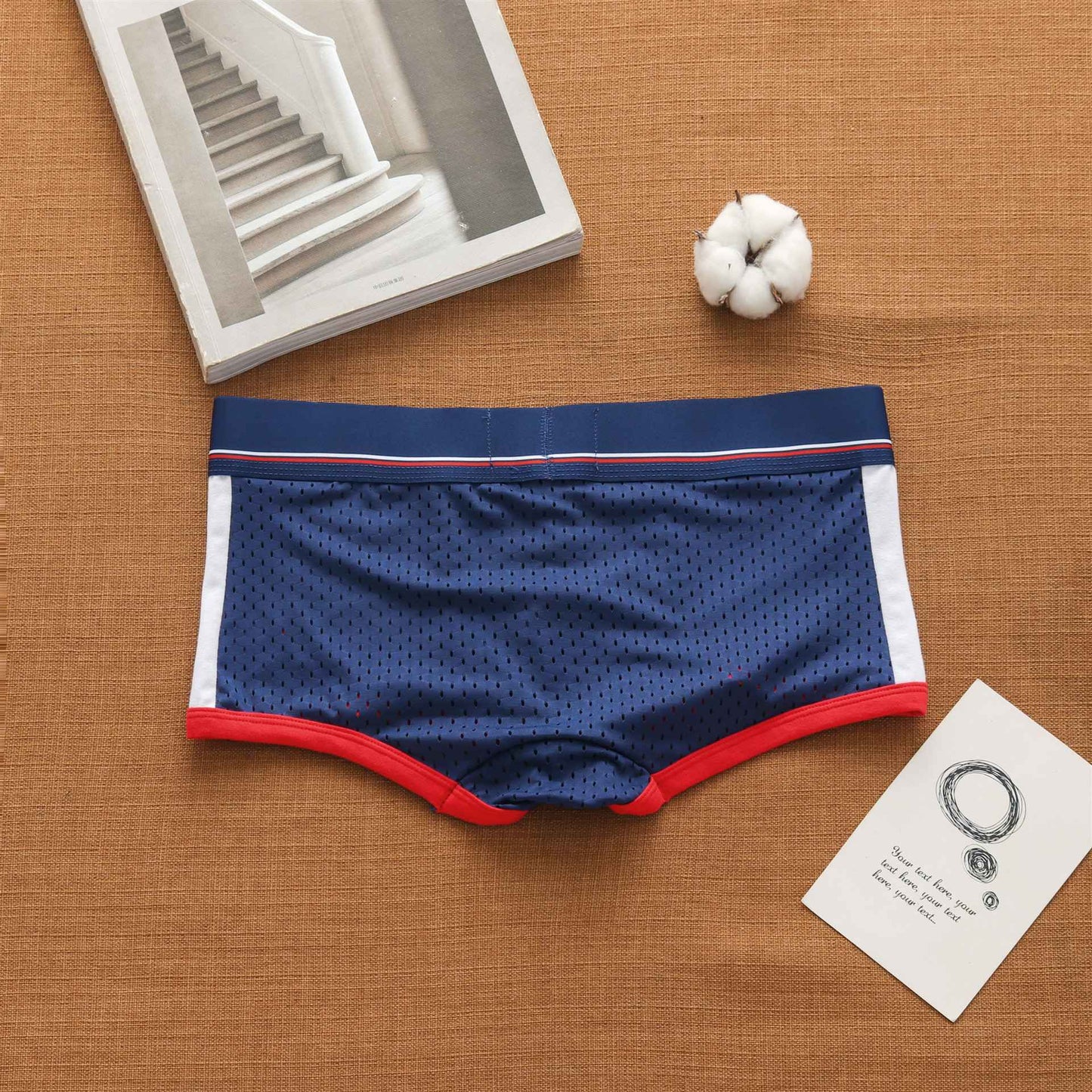 Men's panties, low rise breathable ice silk mesh comfortable tide boxers