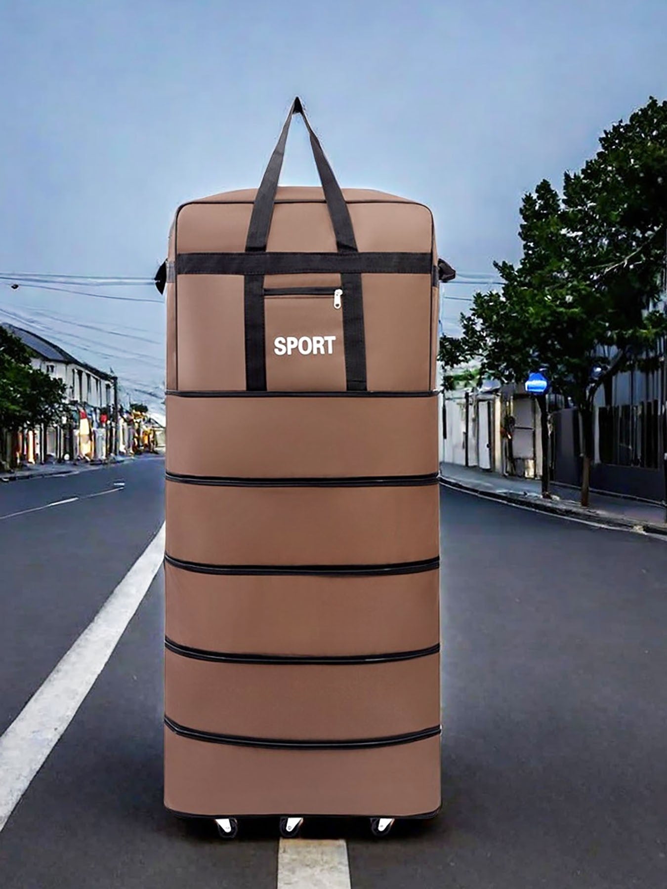 Mala de Viagem Dobrável Versátil de 5 Camadas com Rodas Bagagem Durável Impermeável de Grande Capacidade para Viagens Finais de Semana Escapadas Noturnas