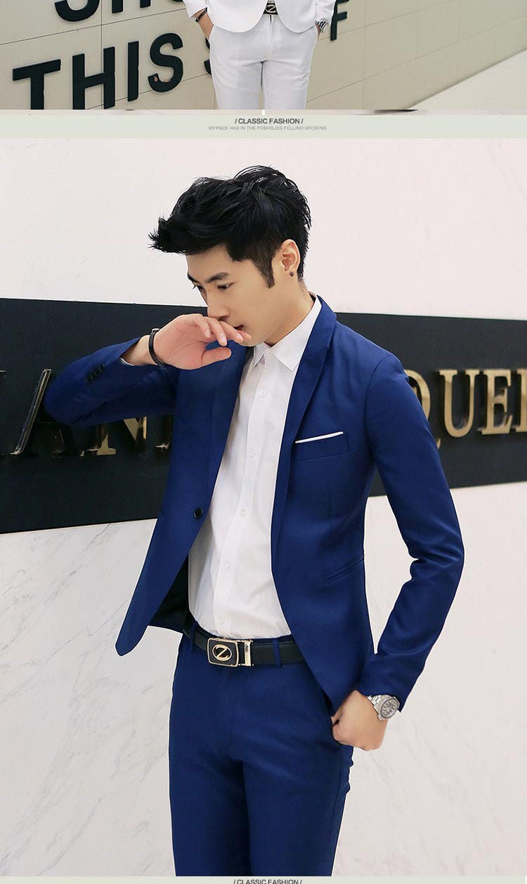Summer Men's Casual Suit Fashion Business Office Trendy Non-ironing Anti-wrinkle Suit Jacket Solid Color Slim Fit Men's Suit