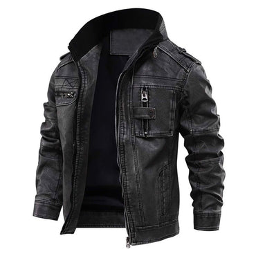 Autumn Winter Brand Leather Jacket Men Vintage Biker PU Coat Causal Motorcycle Jackets Plus Size 8XL 3D Stand Collar Thick Tops