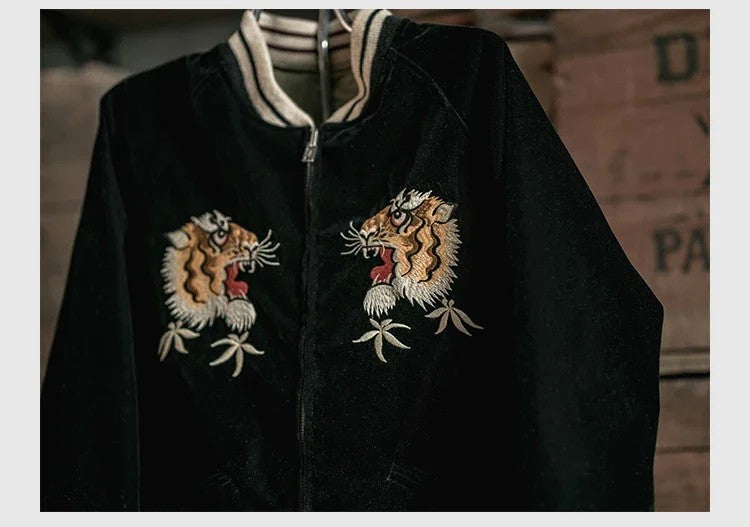 Non Stock Suka Reversible Souvenir Jacket Embroidered Sukajan Baseball Outerwear