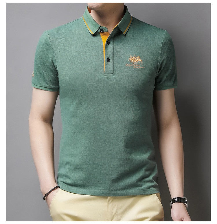 New Summer Embroidered Pure Cotton Men's Luxury Polo Shirt Top Casual Short Sleeved Fashionable Wrinkle Resistant Men's T-shirt