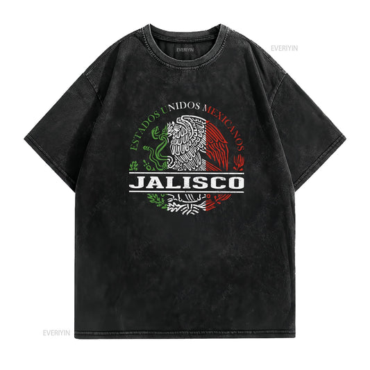 Camiseta Jalisco México Viagem vintage Lavada Respirável fashion Estilosa Confortável roupas de grife Ligeiramente Versátil Macia