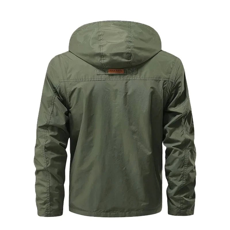 Men's Casual Waterproof Multi Bag Cargo Jacket Vest Suitable for Outdoor Activities Detachable Windproof Hooded Jacket Jacket