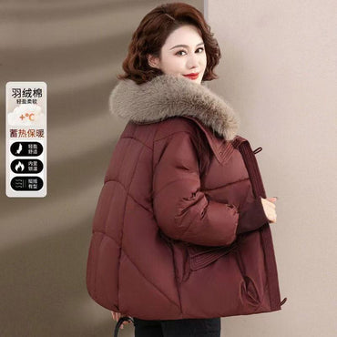 2025 Winter Down cotton Short Padded Jacket Women Parkas Fur Collar Thick Cotton Coats Clothes Black Casual Outerwear Female new