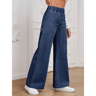 Fashionable Loose Women's Jeans High Waist Straight Leg Long Legged Wide Pants Autumn New Arrival Trendy Lazy Style