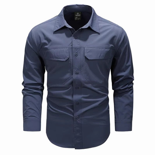 Spring Men Long Sleeve Shirts Mens Tactical Work Outdoor Cargo Shirts Men Summer Casual Breathable Quick Dry Safari Hiking Shirt