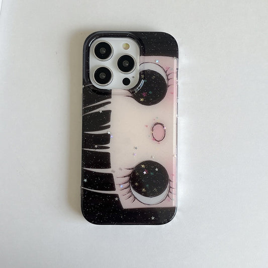 Cartoon Anime Shinning Eyes Cute Phone Case for IPhone 17 16 15 14 13 Pro Max Girl Glittering Big Eyes Back Phone Cover Capa