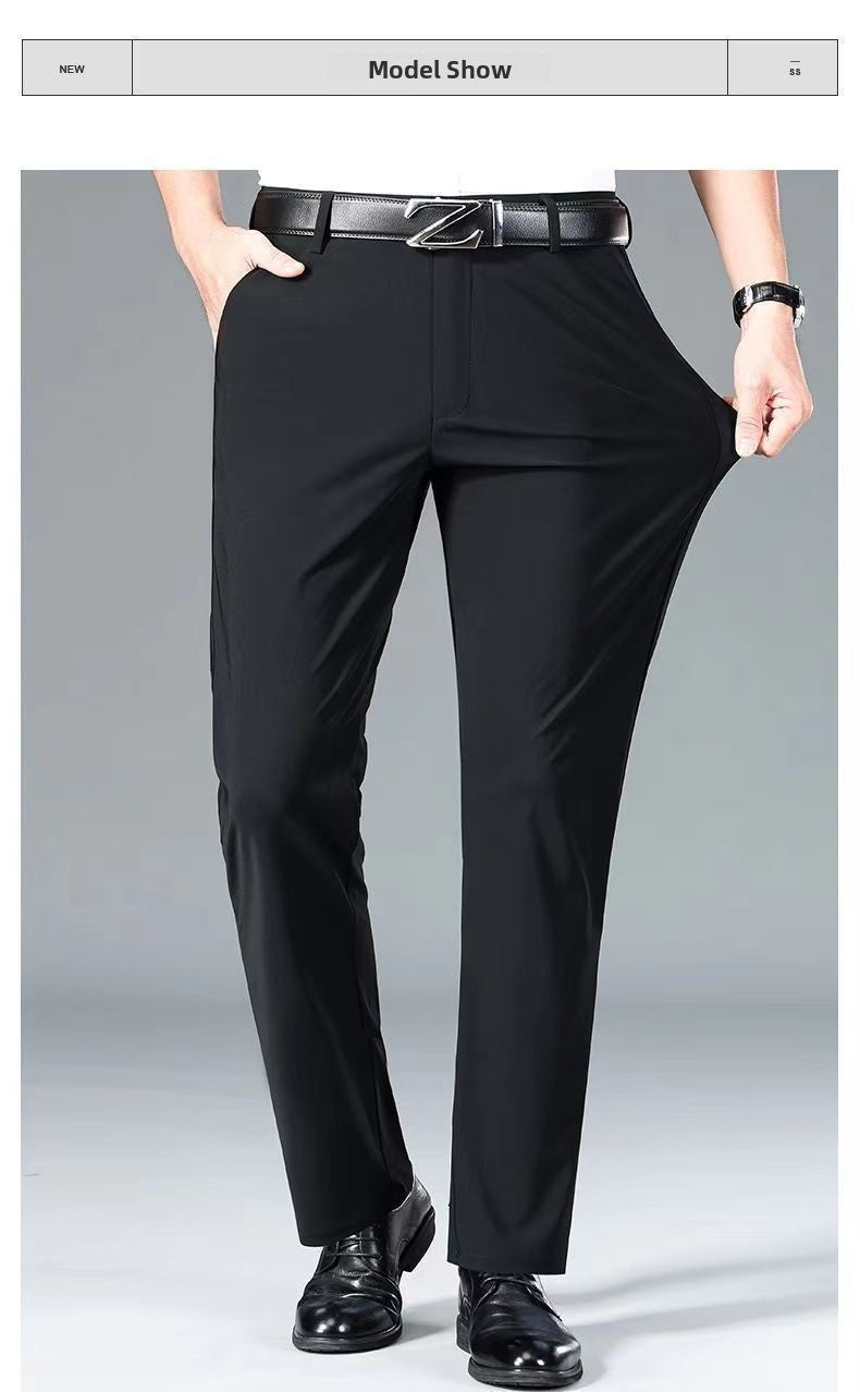 Casual Straight Leg Men's Pants Slim Fit Light Weight Tailored Westwear Summer Thin Blue Color Drapey Nine-Piece Suit Pants