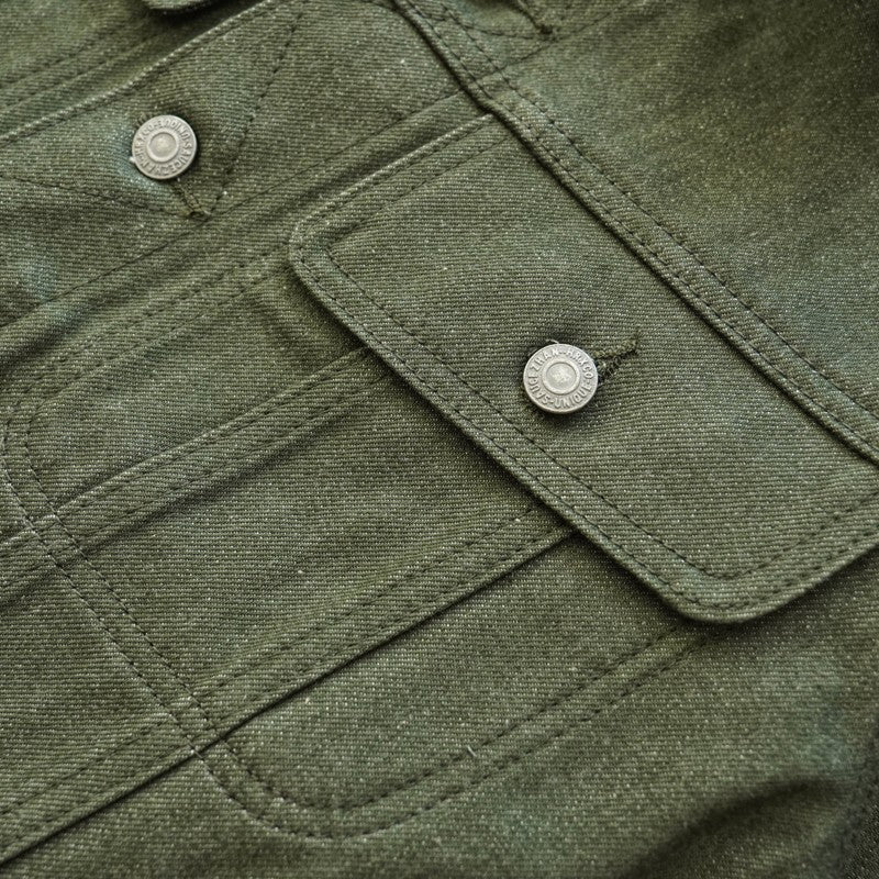 Sauce Zhan 540XX Mens Cusual Jacket Vulcanized green Selvedge Sanforized Denim Jacket 14 Oz Loose Fit