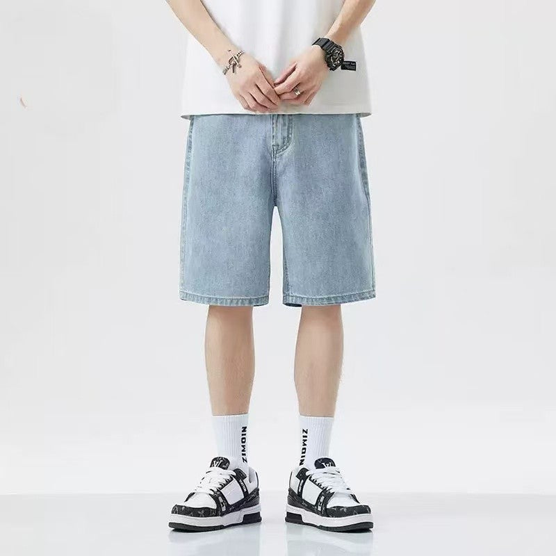 Summer men's seven inch jeans fashion design men's jeans slim fit straight leg short jeans casual loose wide leg denim shorts
