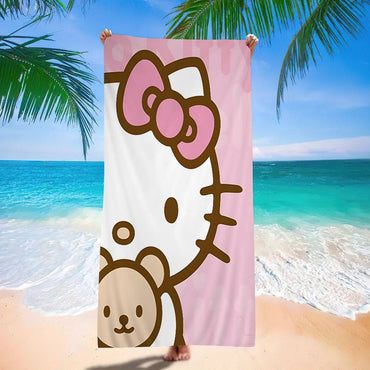 Kawaii H-Hello Kitty Microfiber Beach Towel Absorbent Quick Dry Soft Yoga Swimming Resort Mountain Climbing Towel