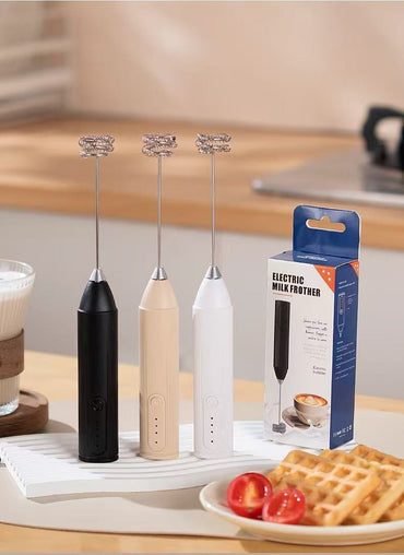 Máquina elétrica de café com leite, batedor de leite, batedor de ovos recarregável de 3 velocidades, máquina portátil para misturar bebidas, liquidificador de cozinha