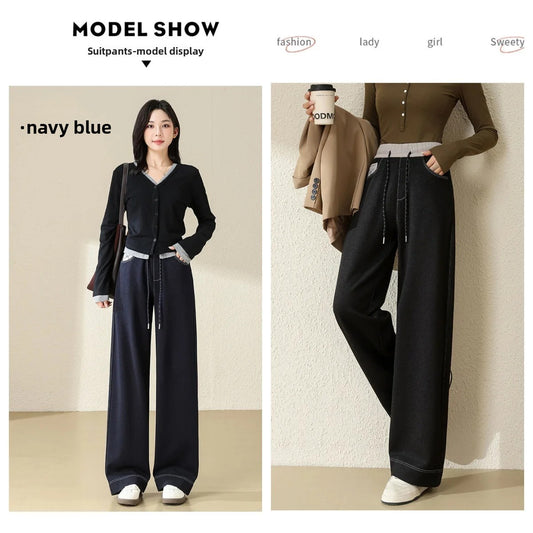 High Waist Straight Leg Jeans Loose Slimming Wide Leg Pants Fashionable Versatile Draping Lengthening Leg Appearances Floor-Leng