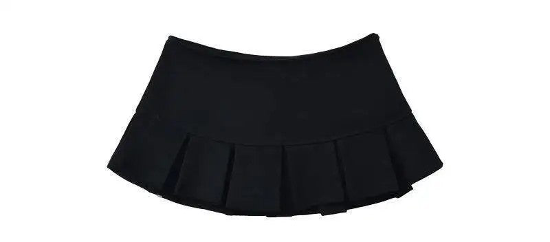 Mooyufon Fabric Y2K Mini Skirt Women Low Waist Wide Pleat Light Grey Sexy Vintag