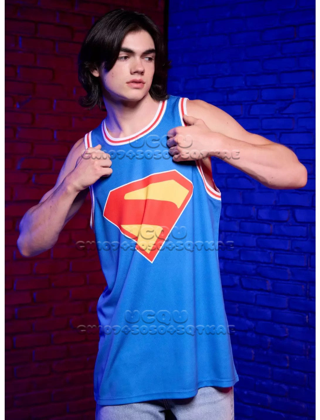Hot Anime Superman Vest Sport Summer Men's Gyms Mesh Top Fitness Workou Joggers Sleeveless T-Shirt Male Basketball Training Top
