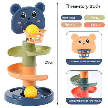 2-7 Layes Track Rolling Ball Pile Tower Early Educational Toy for Babies Rotating Track Educational Stacking Toy for Kids Gift