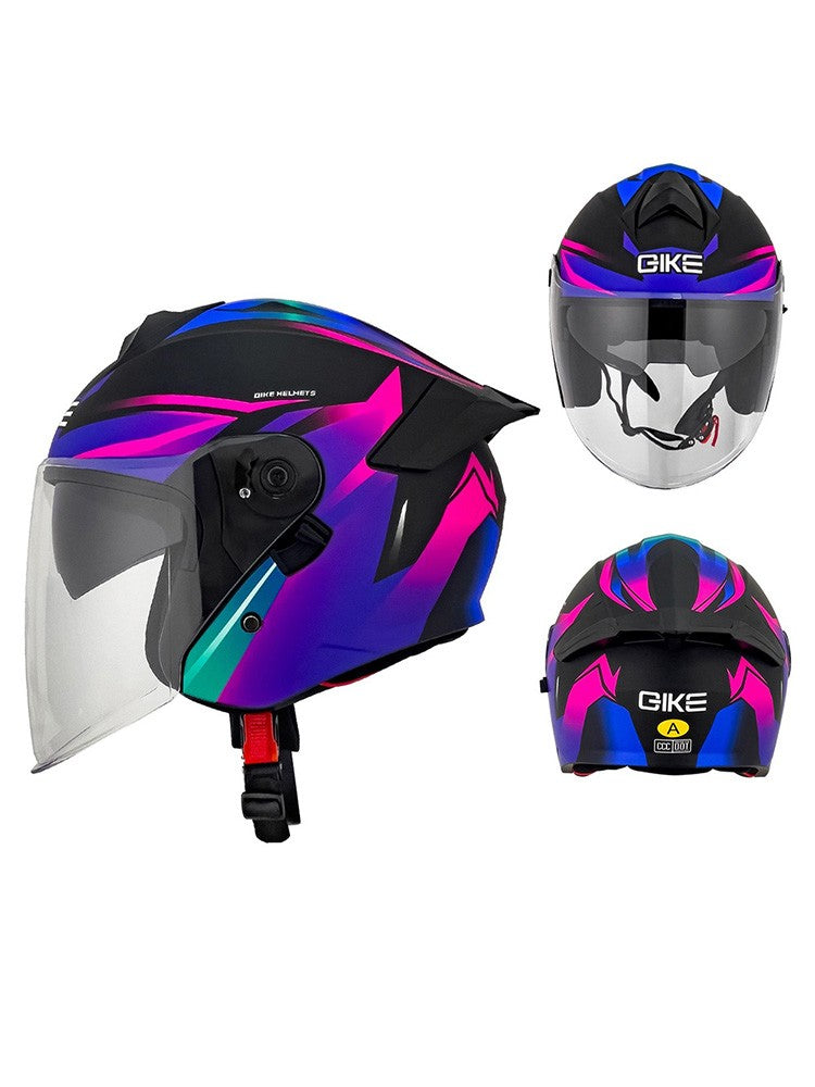 Capacete de Moto Unissex Anti-Embaçante com Lente Dupla e Meio Rosto para Veículos Elétricos Equipamento de Proteção para Homens e Mulheres
