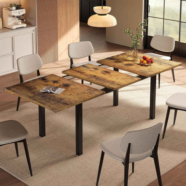 Extendable Dining Table for 4-6, 63" Modern Kitchen Table, Farmhouse Dining Room Tables for Dining, Kitchen, Office, Living Room