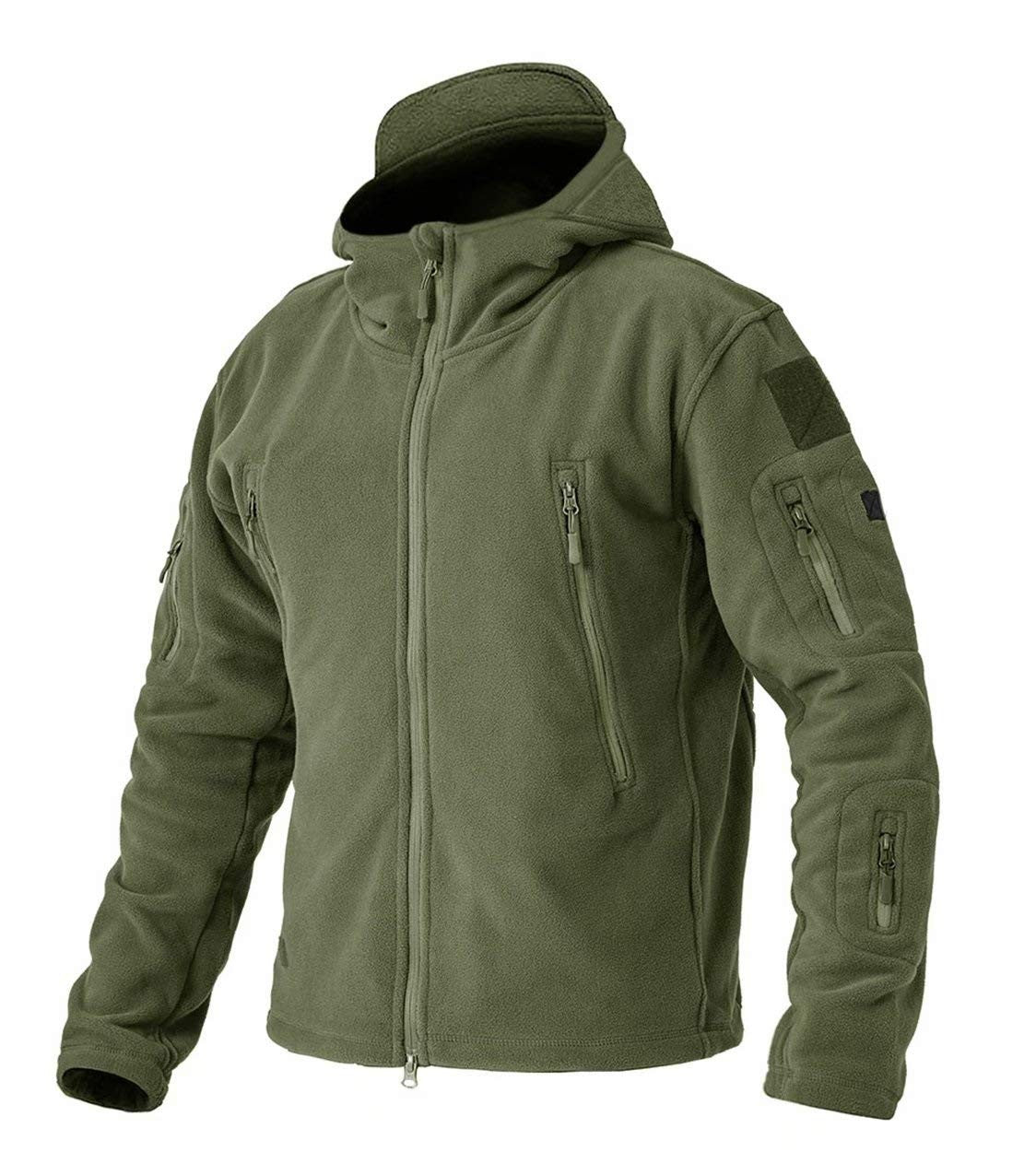 TACVASEN Winter Hooded Coats Mens Fleece Jackets Full Zip Up Multi-Pockets Fishing Hiking Climbing Outerwear Causal Parka Tops