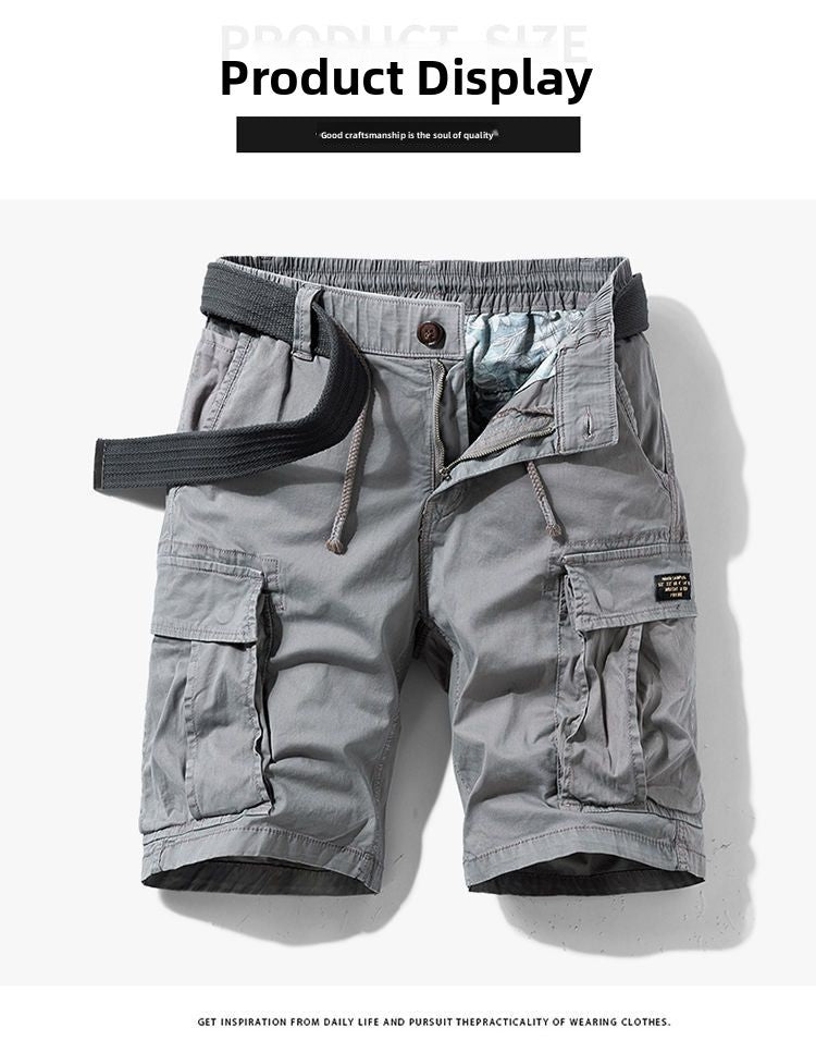 Men's Casual Loose Cotton Work orts American Retro Sle Five-Quarter Length Youth Faion Summer Apparel Straight Leg Fit