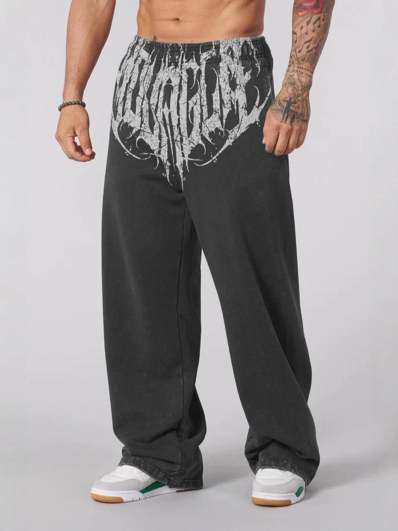 2025 YOUNGLA New American-style men's sports pants jogging muscle fitness casual pants loose straight-leg pants