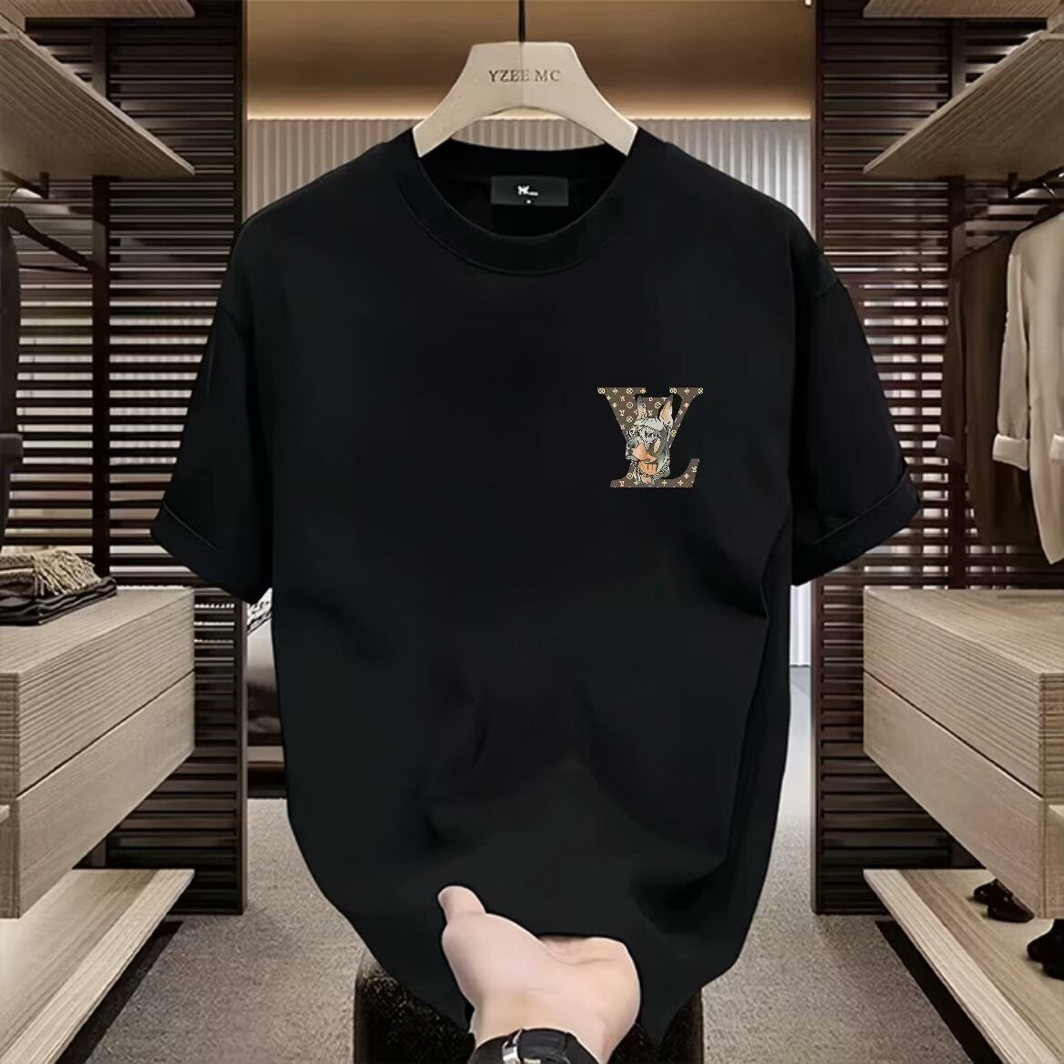 Outlet Counter Men's American Heavy Cotton Short-sleeved T-shirt Ins Loose Crew Neck Men's and Women's Fashion Casual T-shirt