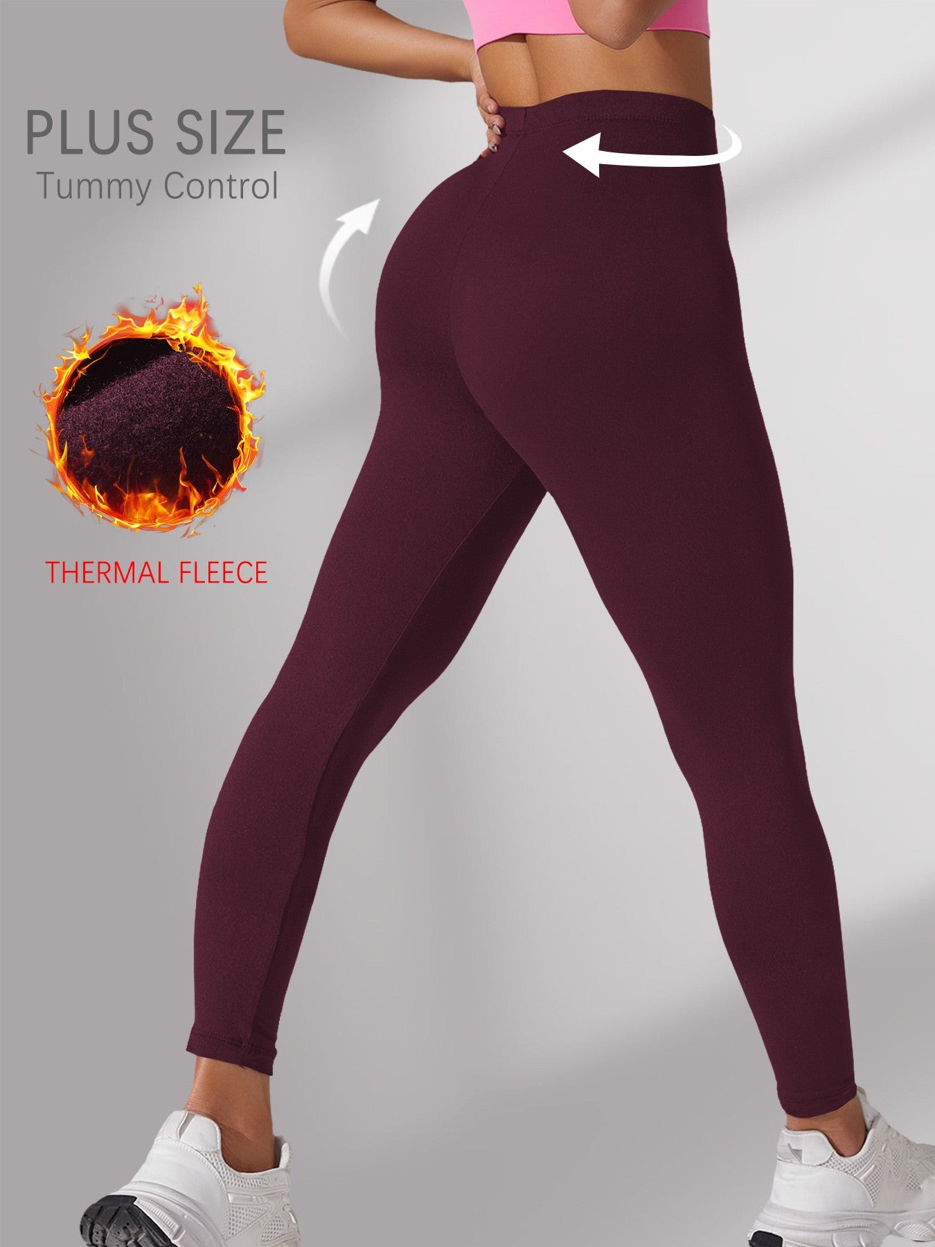 Plus Size Super Soft Fleece Lined Leggings Women, Workout Yoga Running Thermal Warm Pants For cold winter Running