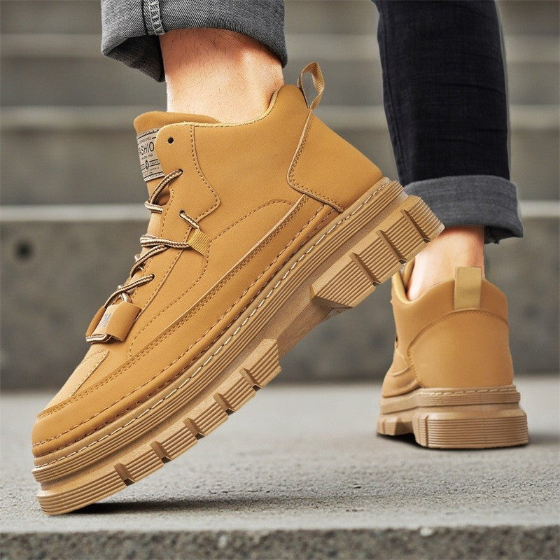 Men's boots four season high-top Joker thick-sole casual boots soft-sole non-slip comfort outdoor boots fashion youth work boots