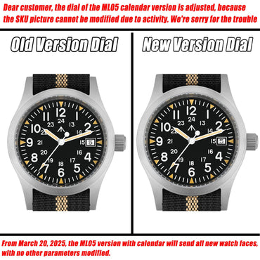 Militado ML05 Military Watch Ronda 515 Quartz Movement Domed Sapphire With High Clear AR Coating Luminous 38mm Vintage Watches