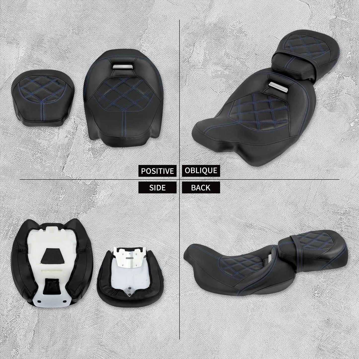 Assento de Couro Dianteiro e Traseiro para Motocicleta para Harley Touring Road King CVO Electra Street Glide 09-23