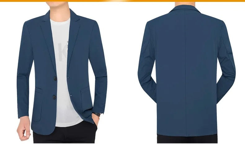 BROWON Brand Summer Men Blazers Gray Solid Color Thin Anti Wrinkle Quick Drying Soft Business Suit Blazer Jacket for Man
