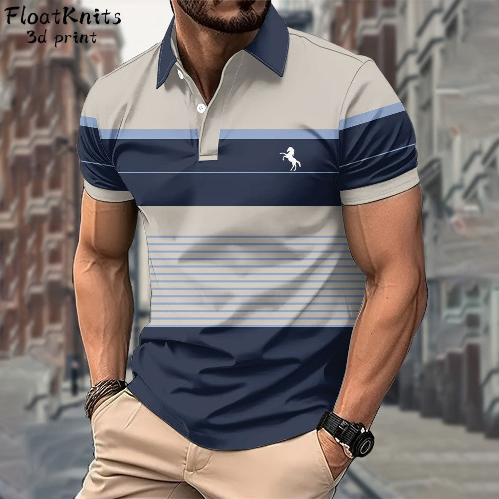 Minimalist Striped Polo Shirts for Men Business Men's Clothing Lapel Short Sleeve Tee New in Tops & Tees Summer T-Shirts for Men
