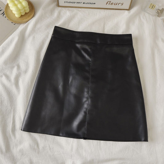 Faux Leather Mini Skirt for Women High Rise A-line PU Short Skirt with Built-in Shorts Black Brown Autumn Winter Trend Outfit