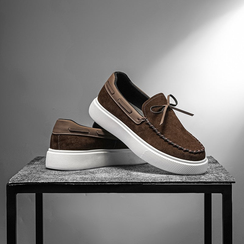 Designer Fashion British Style Flat Walking Shoes Casual Loafers Men Leather Shoes Luxury Dress Shoes Men Antiskid Driving Shoes